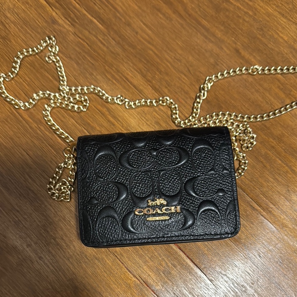 Coach Black Leather Chain Bag